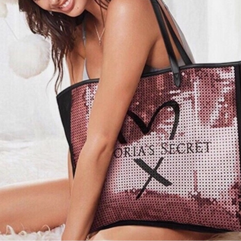 Victoria's Secret Pink Sequins Heart Tote